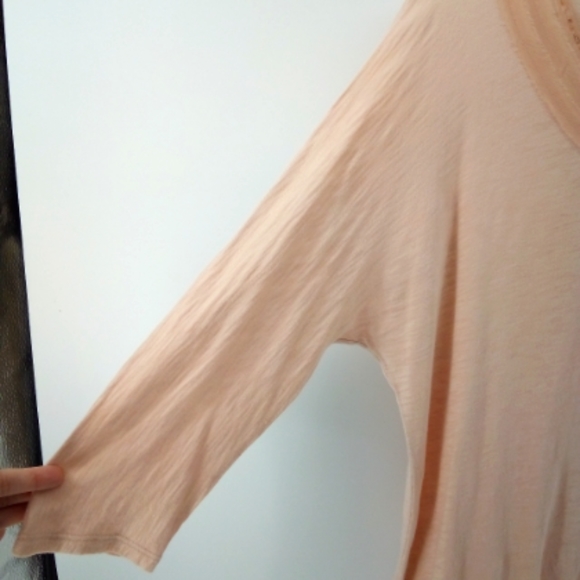 LC Lauren Conrad Pima Cotton Blend Blush Pink Beaded Flower Top M - Picture 10 of 11